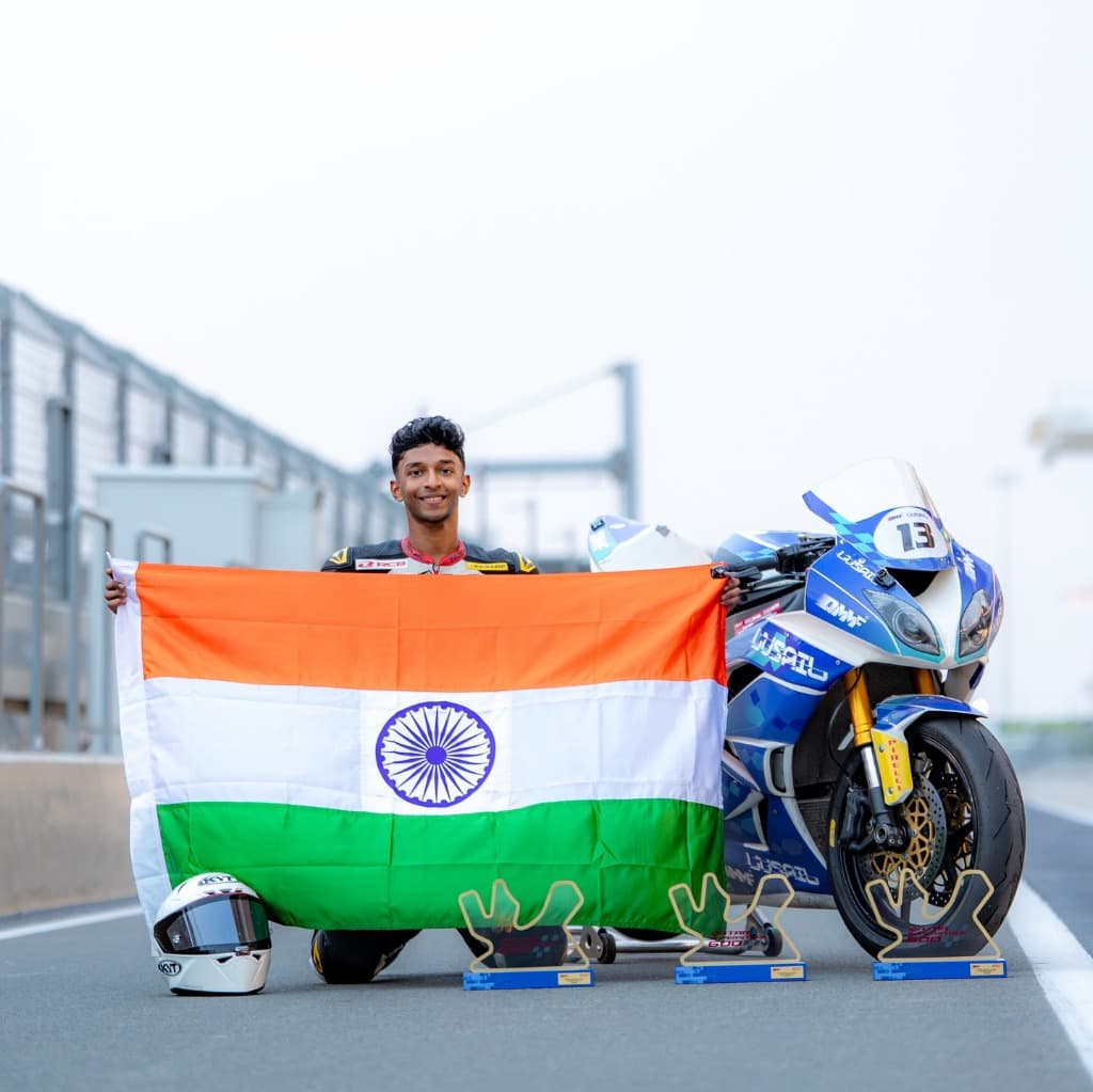 Asia Road Racing Championship Winner celebrating victory
